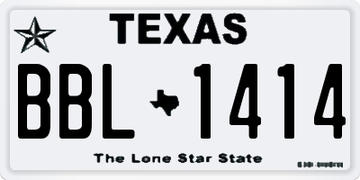 TX license plate BBL1414