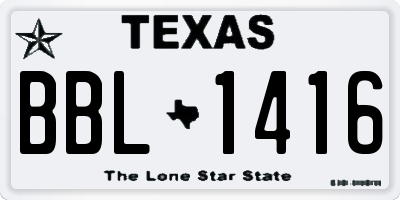 TX license plate BBL1416