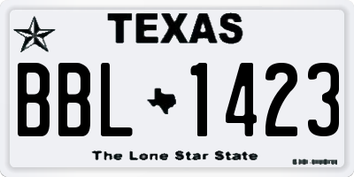 TX license plate BBL1423