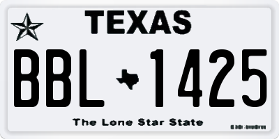 TX license plate BBL1425