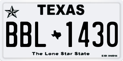 TX license plate BBL1430