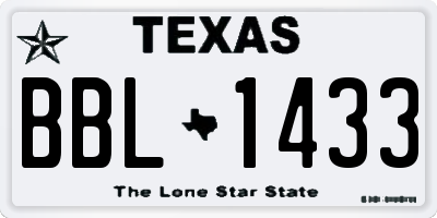 TX license plate BBL1433