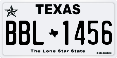 TX license plate BBL1456