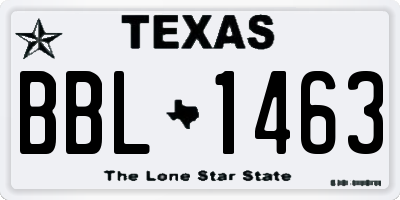 TX license plate BBL1463