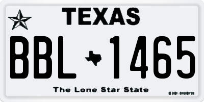 TX license plate BBL1465
