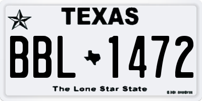 TX license plate BBL1472