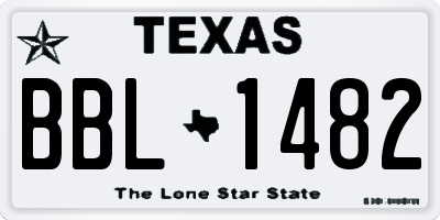TX license plate BBL1482
