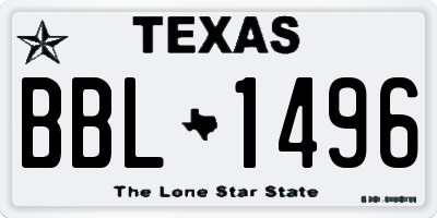 TX license plate BBL1496