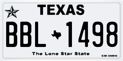 TX license plate BBL1498