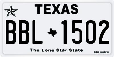 TX license plate BBL1502