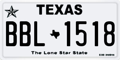 TX license plate BBL1518