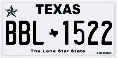 TX license plate BBL1522