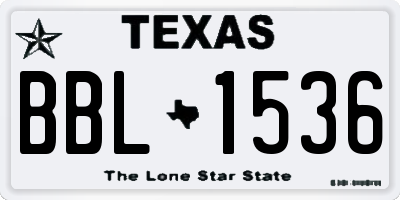 TX license plate BBL1536