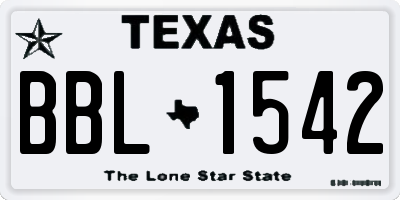 TX license plate BBL1542