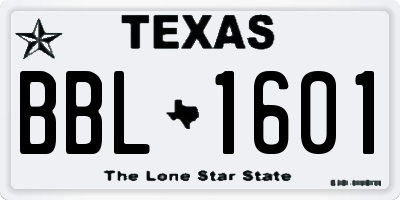 TX license plate BBL1601