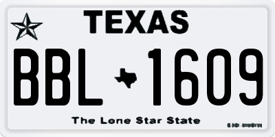 TX license plate BBL1609