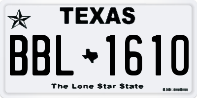 TX license plate BBL1610