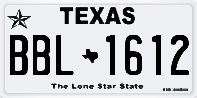 TX license plate BBL1612