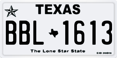 TX license plate BBL1613