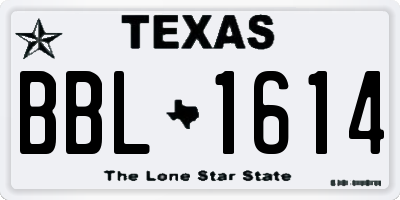 TX license plate BBL1614