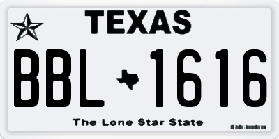 TX license plate BBL1616