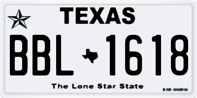 TX license plate BBL1618