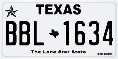 TX license plate BBL1634