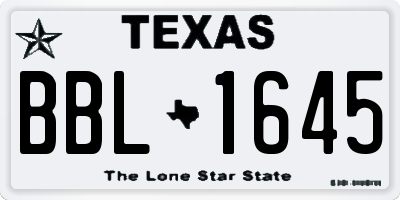 TX license plate BBL1645