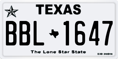 TX license plate BBL1647
