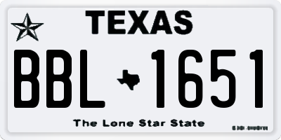 TX license plate BBL1651