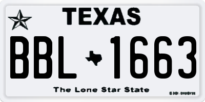 TX license plate BBL1663