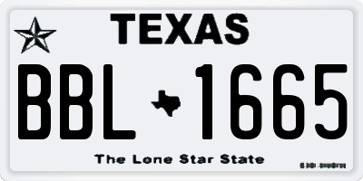 TX license plate BBL1665