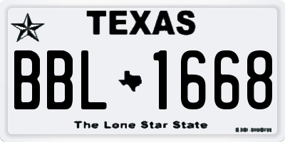 TX license plate BBL1668