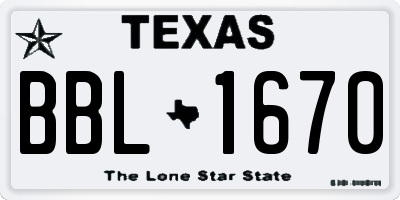 TX license plate BBL1670
