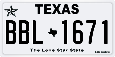 TX license plate BBL1671