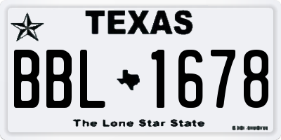 TX license plate BBL1678