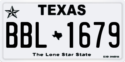 TX license plate BBL1679
