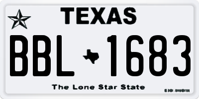 TX license plate BBL1683