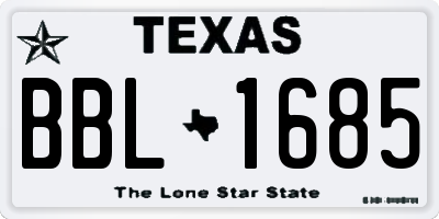 TX license plate BBL1685