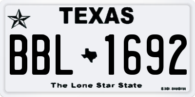 TX license plate BBL1692