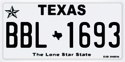 TX license plate BBL1693