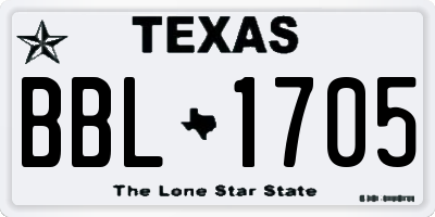 TX license plate BBL1705