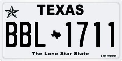 TX license plate BBL1711