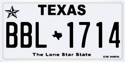 TX license plate BBL1714