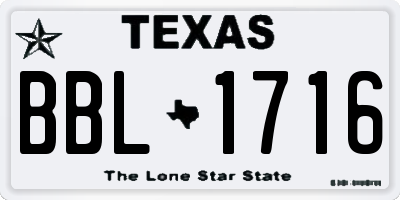 TX license plate BBL1716