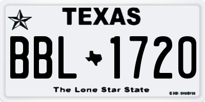 TX license plate BBL1720