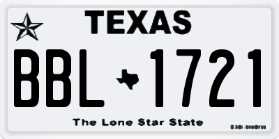 TX license plate BBL1721