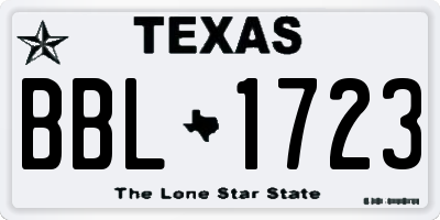 TX license plate BBL1723
