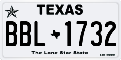 TX license plate BBL1732