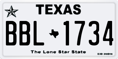 TX license plate BBL1734